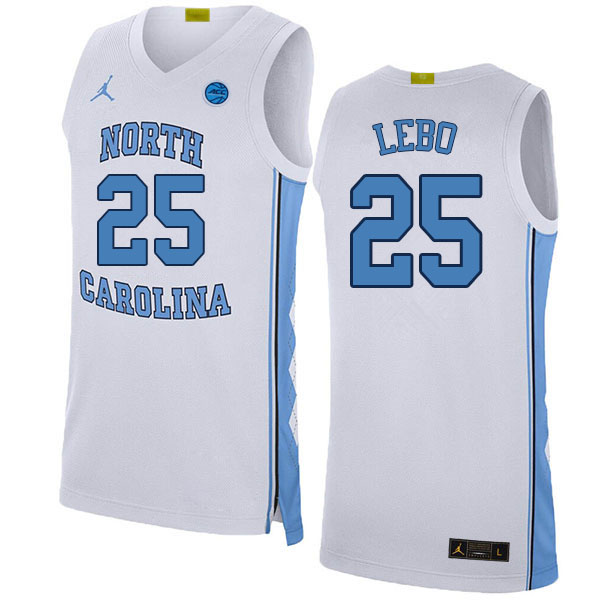 Men #25 Creighton Lebo North Carolina Tar Heels College Basketball Jerseys Sale-White - Click Image to Close